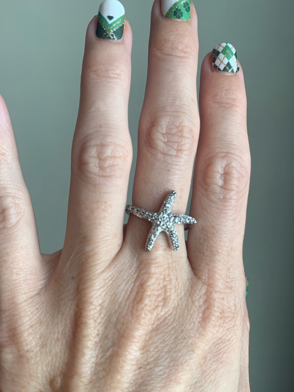 Premier Designs Starfish Ring Pave Crystal Silver Beach Coastal Summer